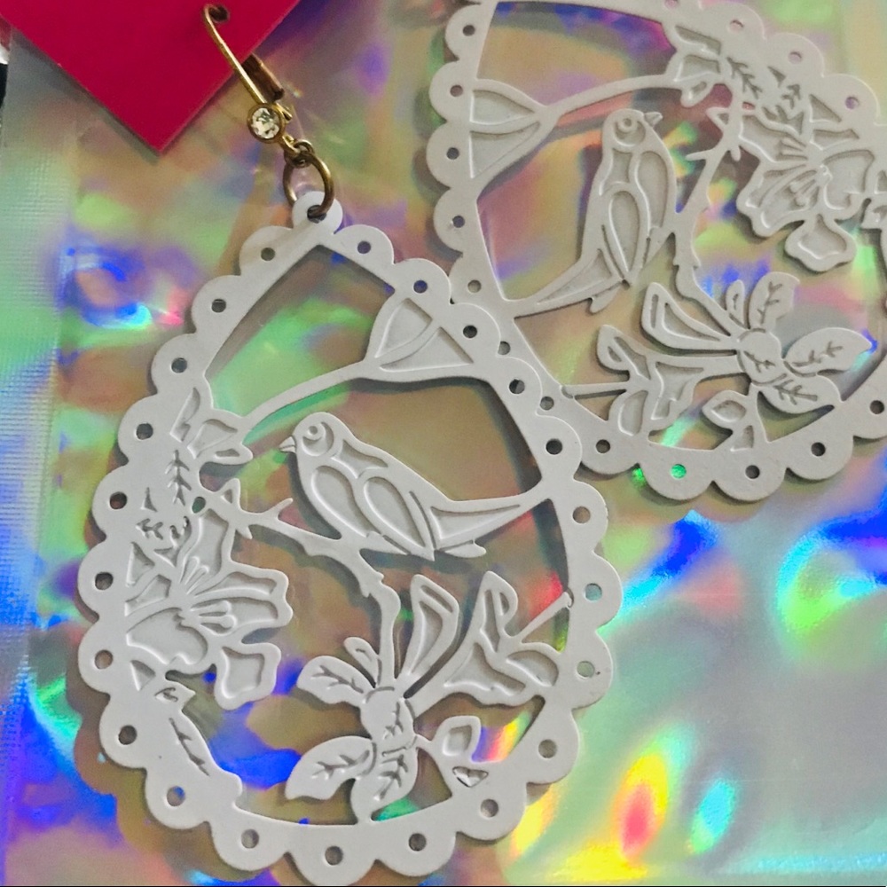 Betsey Johnson white bird silhouette earrings